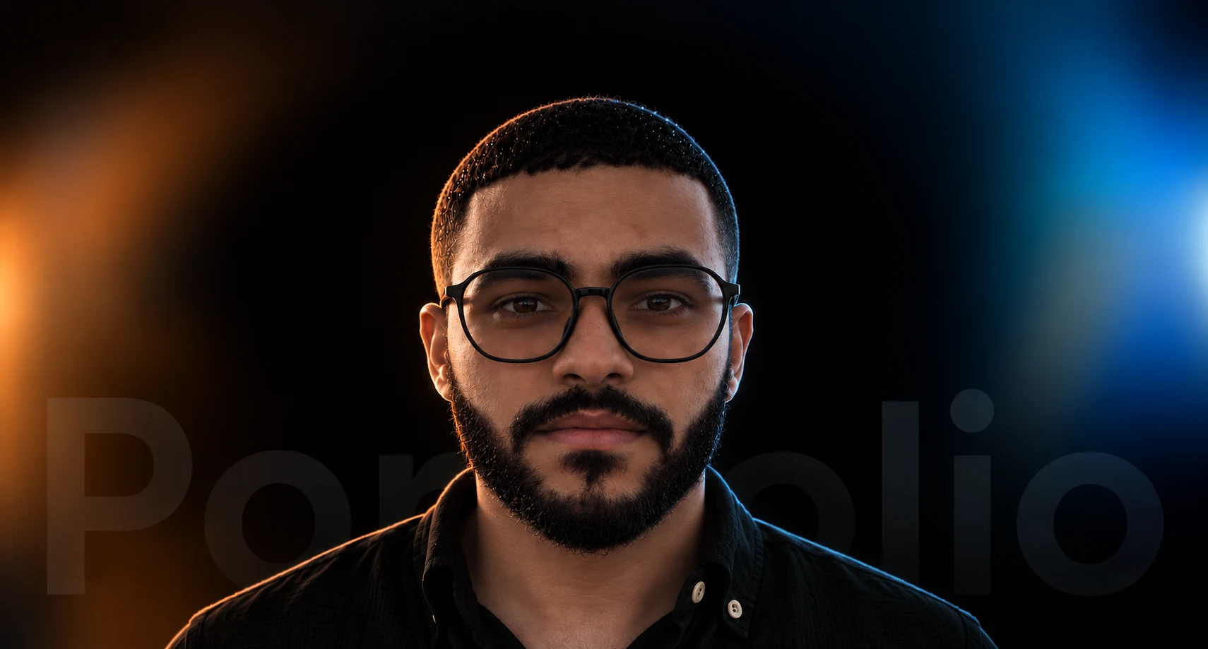 Youssef, known as Gentar, lit by warm amber and cool blue light